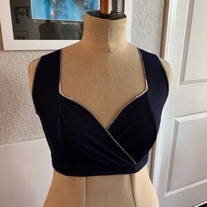 Navy Blue Sleeveless Crop Top